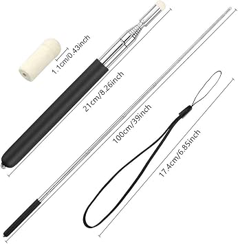 100M Long Telescopic Teacher Pointer Stick with Hand Lanyard, Teaching Pointer for Classroom, Hand Pointer Extendable Pointer Stick Retractable Pointer Handheld Presenter(Black)