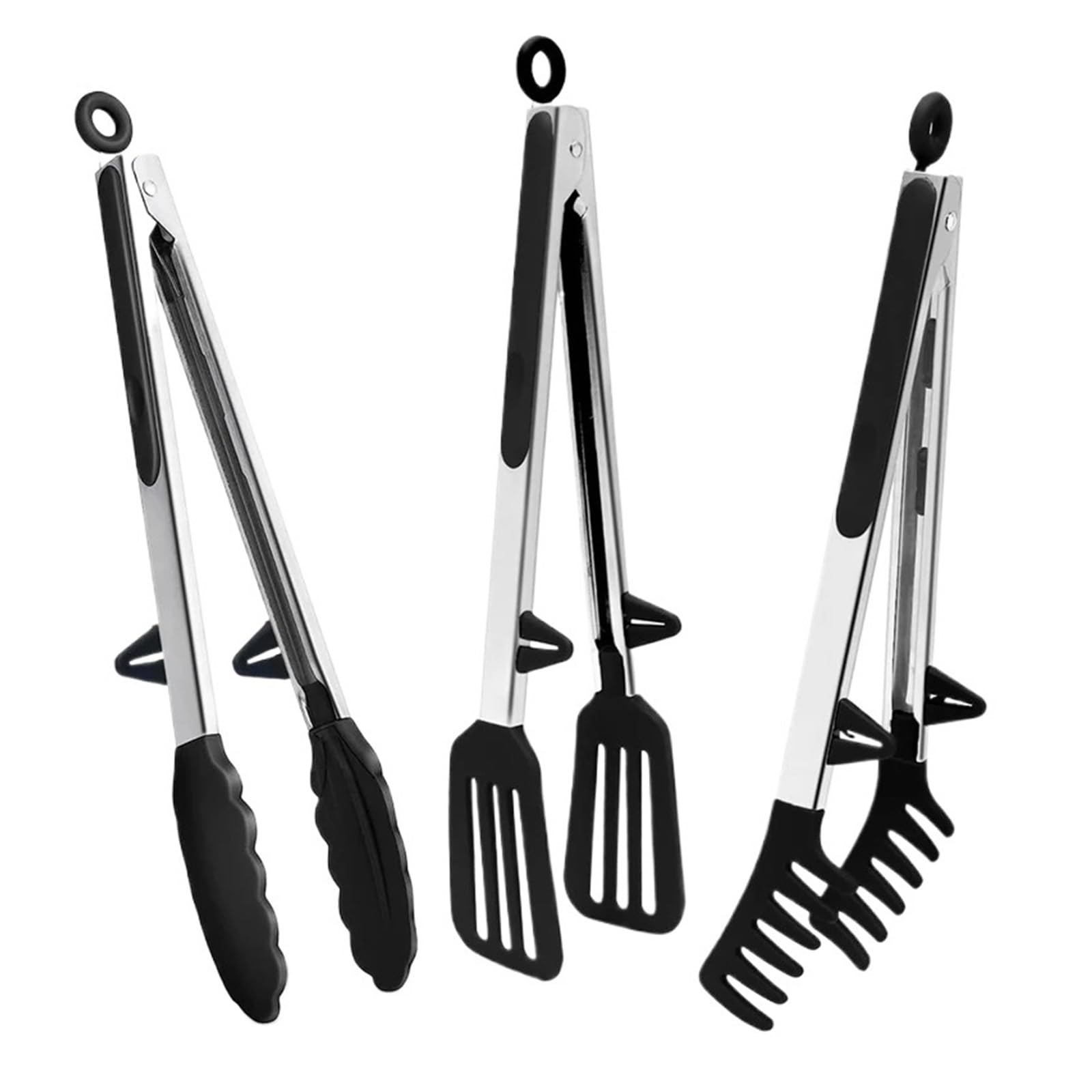 Juego de 3 pinzas cocina silicona antiadherentes for servir alimentos, ideales for barbacoa, ensaladas, filetes, pasta, espaguetis y fideos