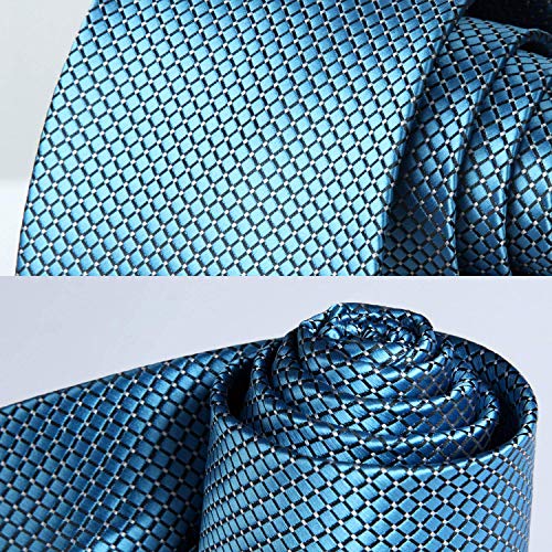 Image of HISDERN Mens Ties Plaid Tie and Pocket Square Set Classic Woven Formal Checkered Neckties & Handkerchief Wedding Party
