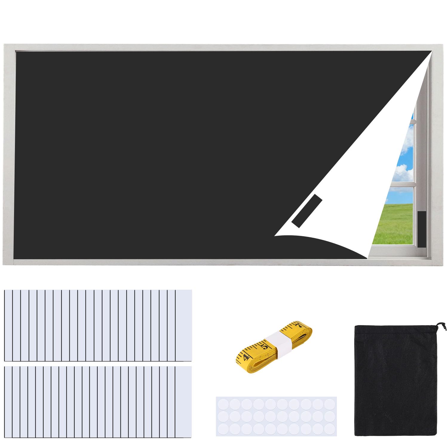 Tenda oscurante per interni, 400 x 148cm, 100% oscurante, tenda a rullo per interni, oscuranti finestre, tenda oscurante finestra, protezione solare, facile da installare, portatile per viaggio