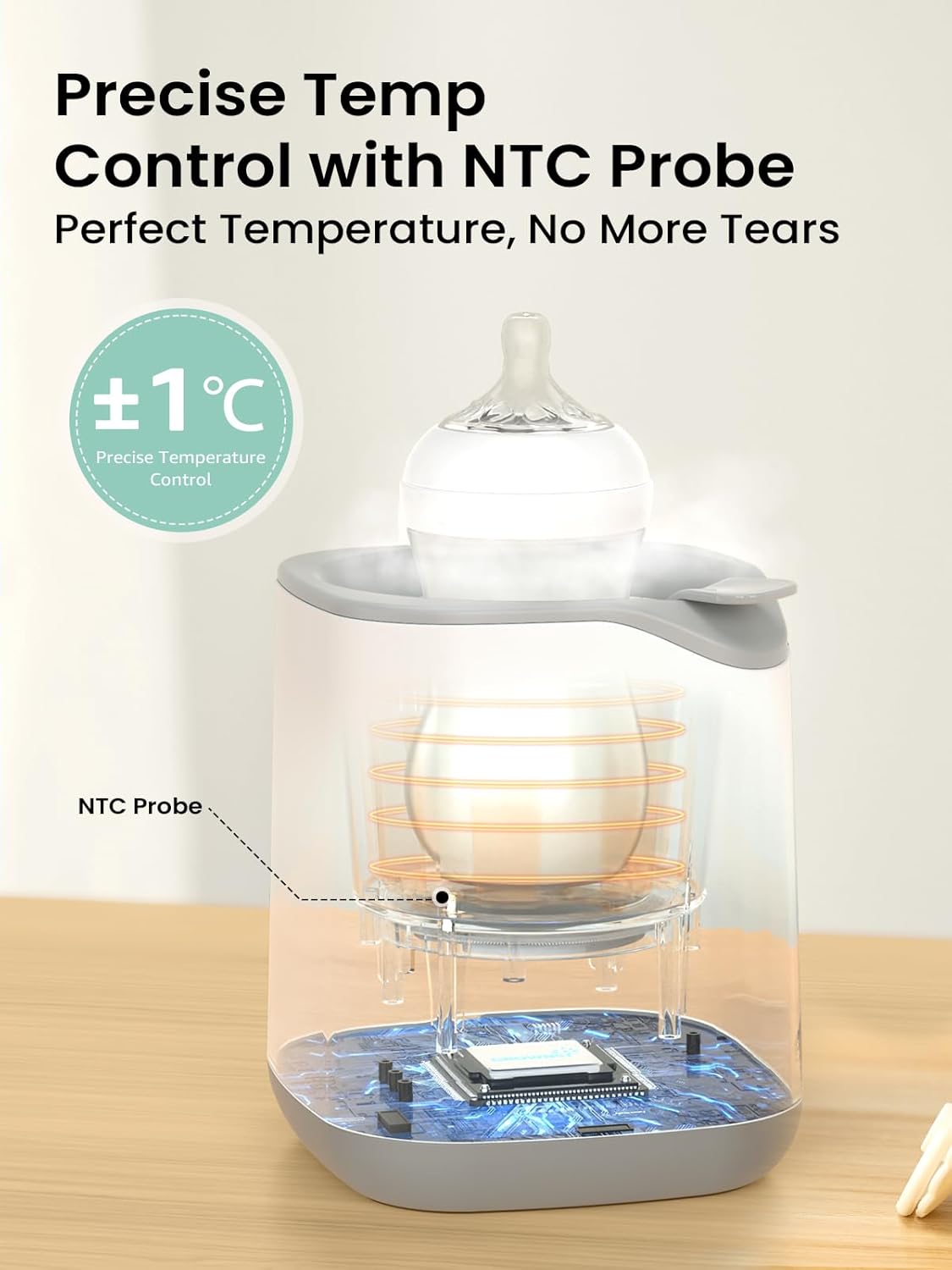 Grownsy Bottle Warmer for Night Feeding, Fast Baby Bottle Warmer for Breastmilk, Smart Temperature Control, with Timer, Thaw, Food Heater, Night Light, Calentador De Biberones for All Bottles
