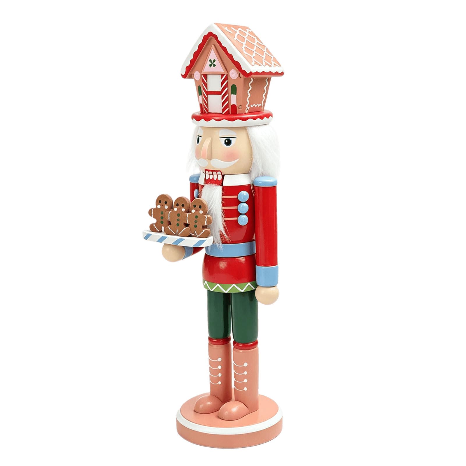 Pangboer Multicolor Christmas Soldier Decor Wooden Painted Figurine, 15 Inch Freestanding Tabletop Mantel Shelf Counter Entryway Seasonal Display Accent