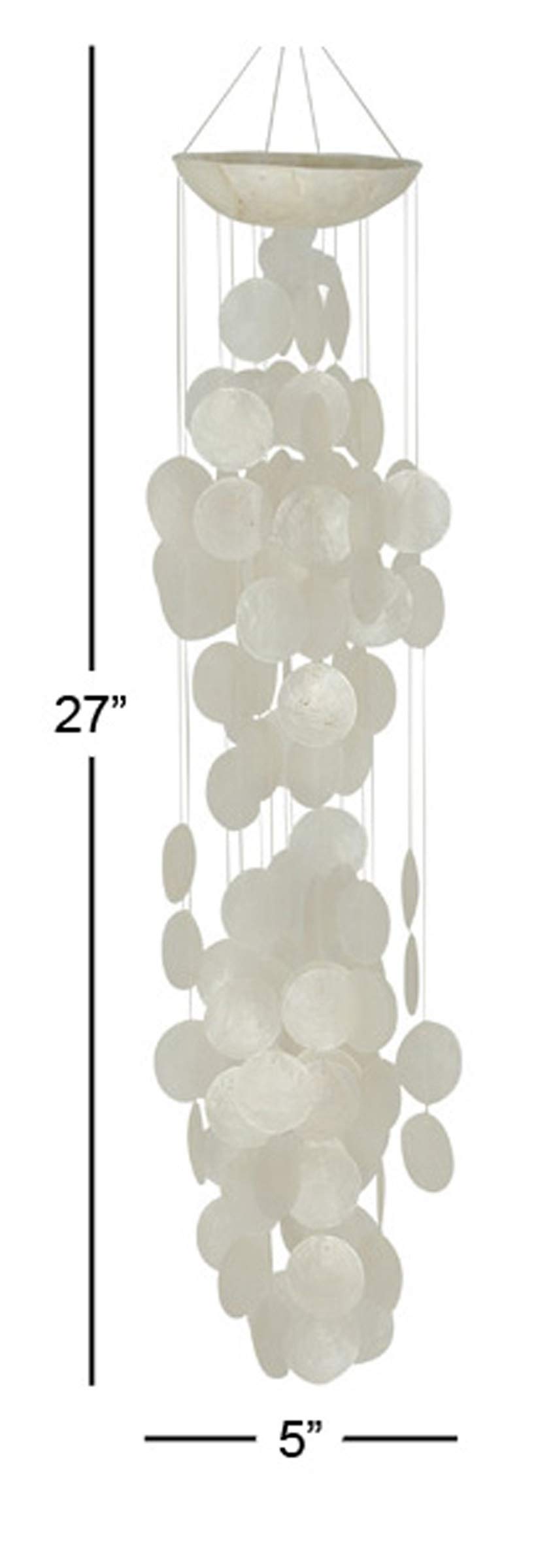 Deco 79 33121 Contemporary Capiz - Campana a vento, 12,7 x 68,6 cm, colore: Bianco