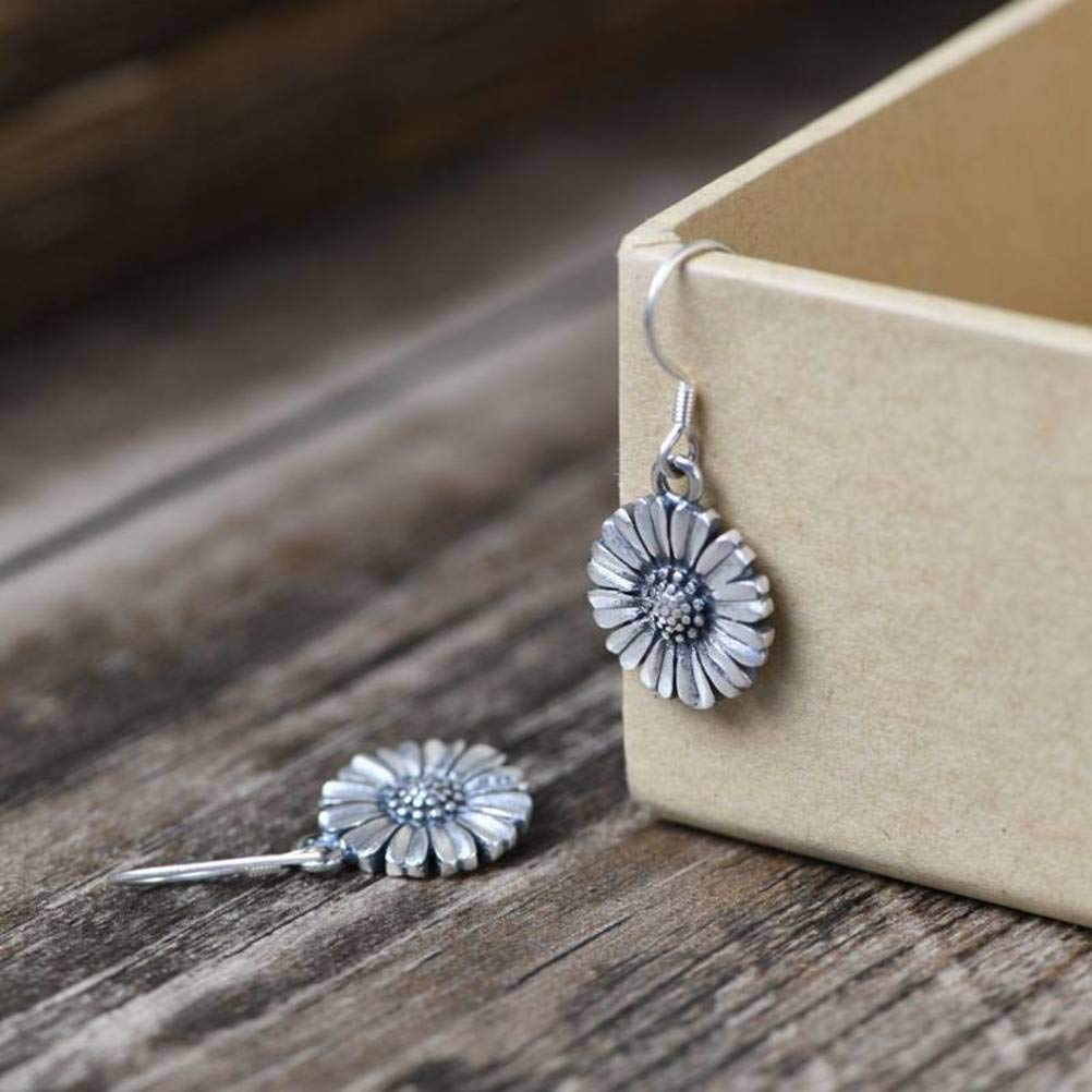 do chińskiego kolczyki z bębenkiem bębenkiem w stylu Sterling Retro Sun Flowry Temperament