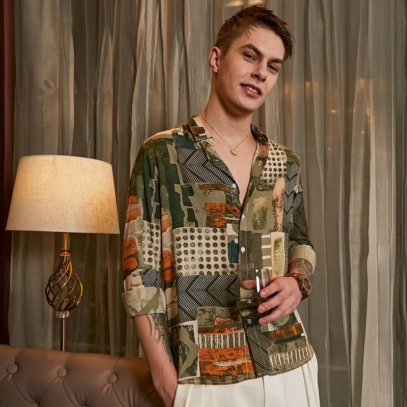 Image of CAHOOT Men's Shirt for Casual Wear | Spread Collar | Long Cuffed Sleeves | Button Closure | Shirt Crafted with Comfort Fit for Everyday Wear