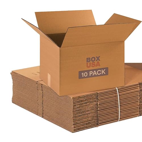 BOX USA Medium 18x14x12" (10-Pack) Moving, Shipping, Packing and Storage Cardboard Boxes - Medium 10-Pack