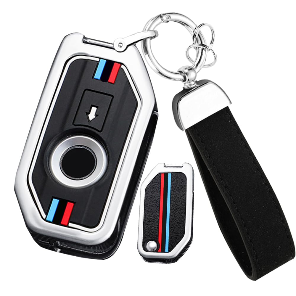 ontto Motorcycle Key Fob Holder Fit for BMW Metal Frame Car Key Box Soft Silicone Key Jacket Double Protection for F750GS K1600B R1200GS LC 750GT F850 Accessories,Anti-scratched Key Case Silver
