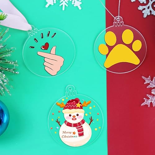 Miniatura 2 de 20 adornos de Navidad de acrílico hexagonal transparente de 3 pulgadas, adornos en blanco de acrílico transparente de Navidad para manualidades,