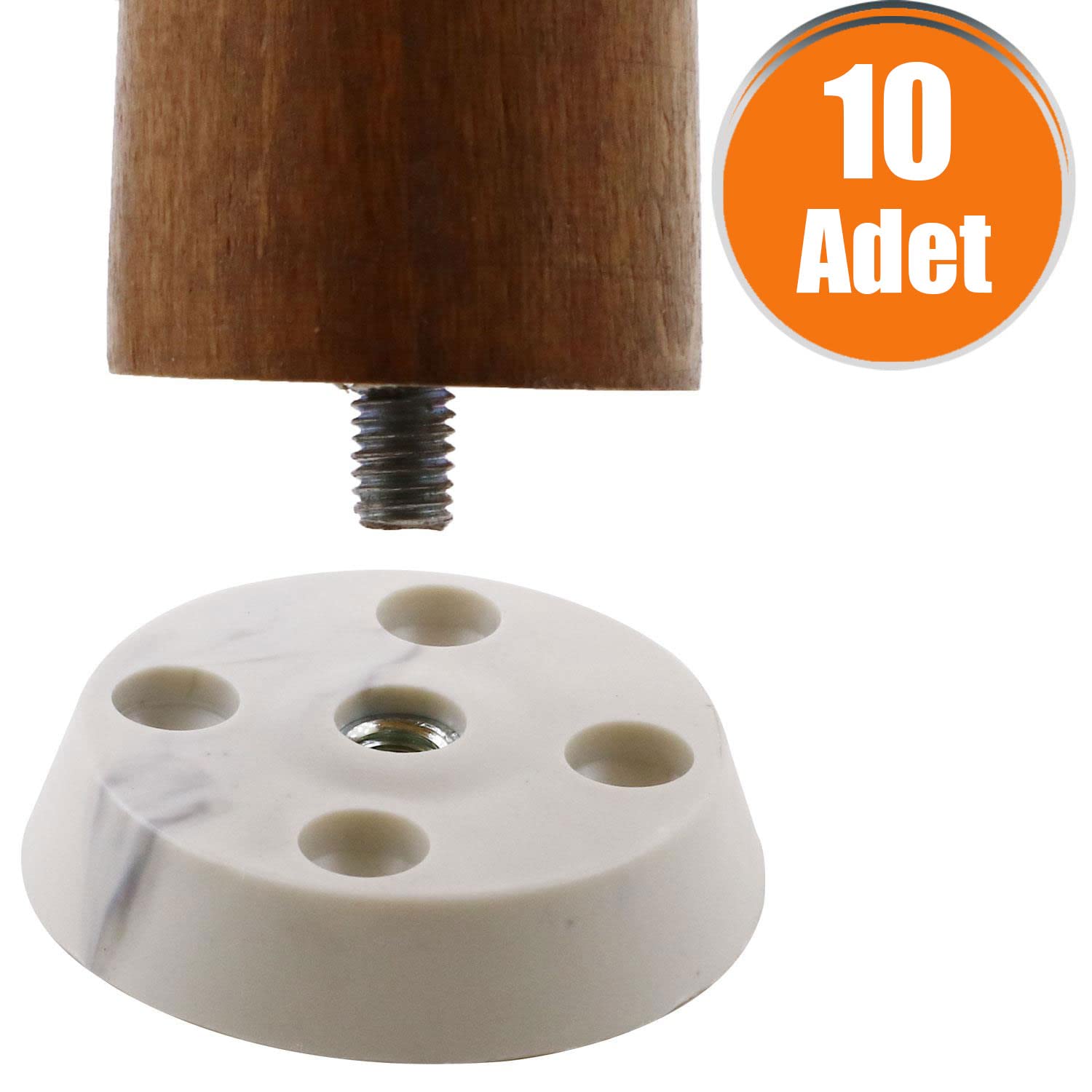 Badem10 10 ADET Mobilya Masa Sehpa Ayağı Bağlantı Aparatı Düz Ayak Tabanı Beyaz