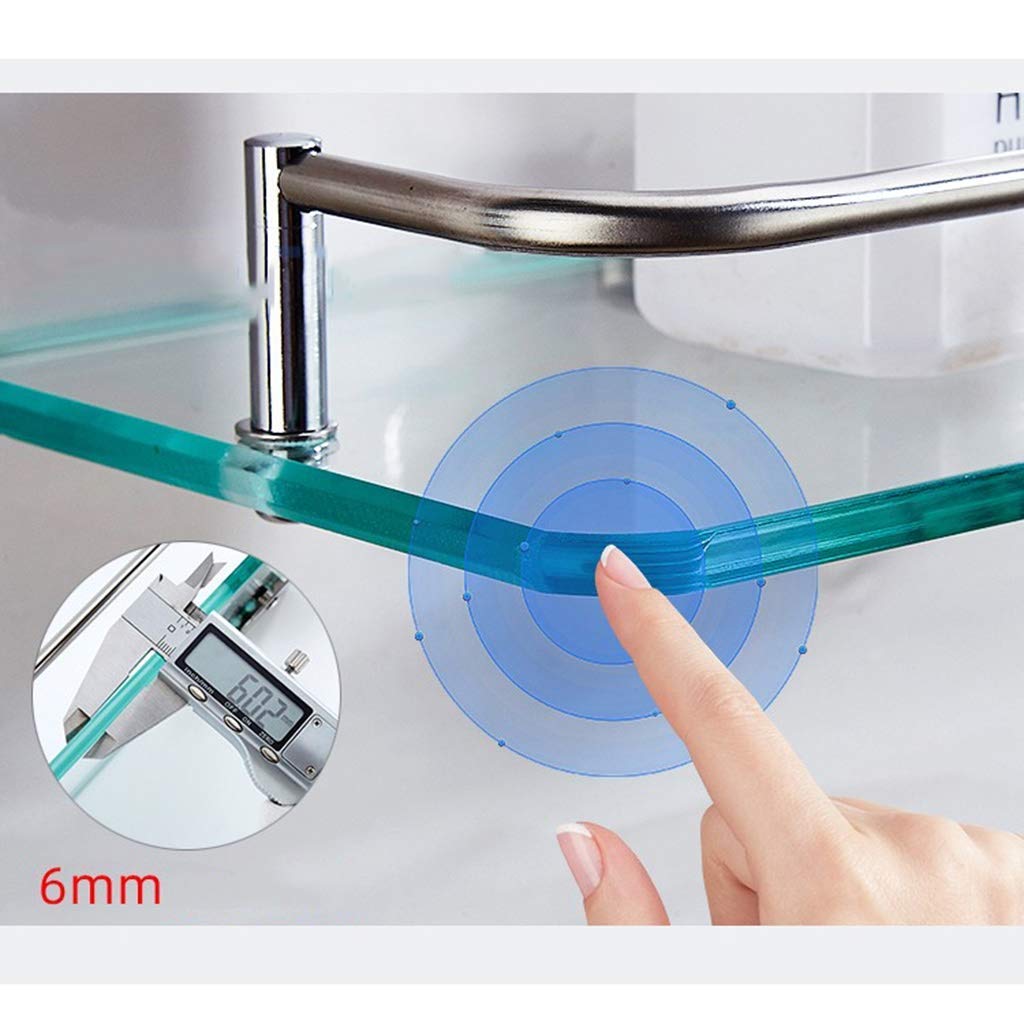 estanteria de baño,estanteria de cristal, Estante rectangular de vidrio for baño montado en la pared de 7 mm, canasta de almacenamiento de vidrio templado, canasta de ducha con riel de acero inoxidabl