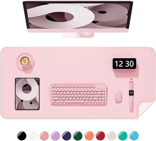 Miniatura 36 de Alfombrilla de escritorio, 60 x 35 cm, de piel sintética, antideslizante, alfombrilla grande para mouse para escritorio, impermeable, almohadilla de