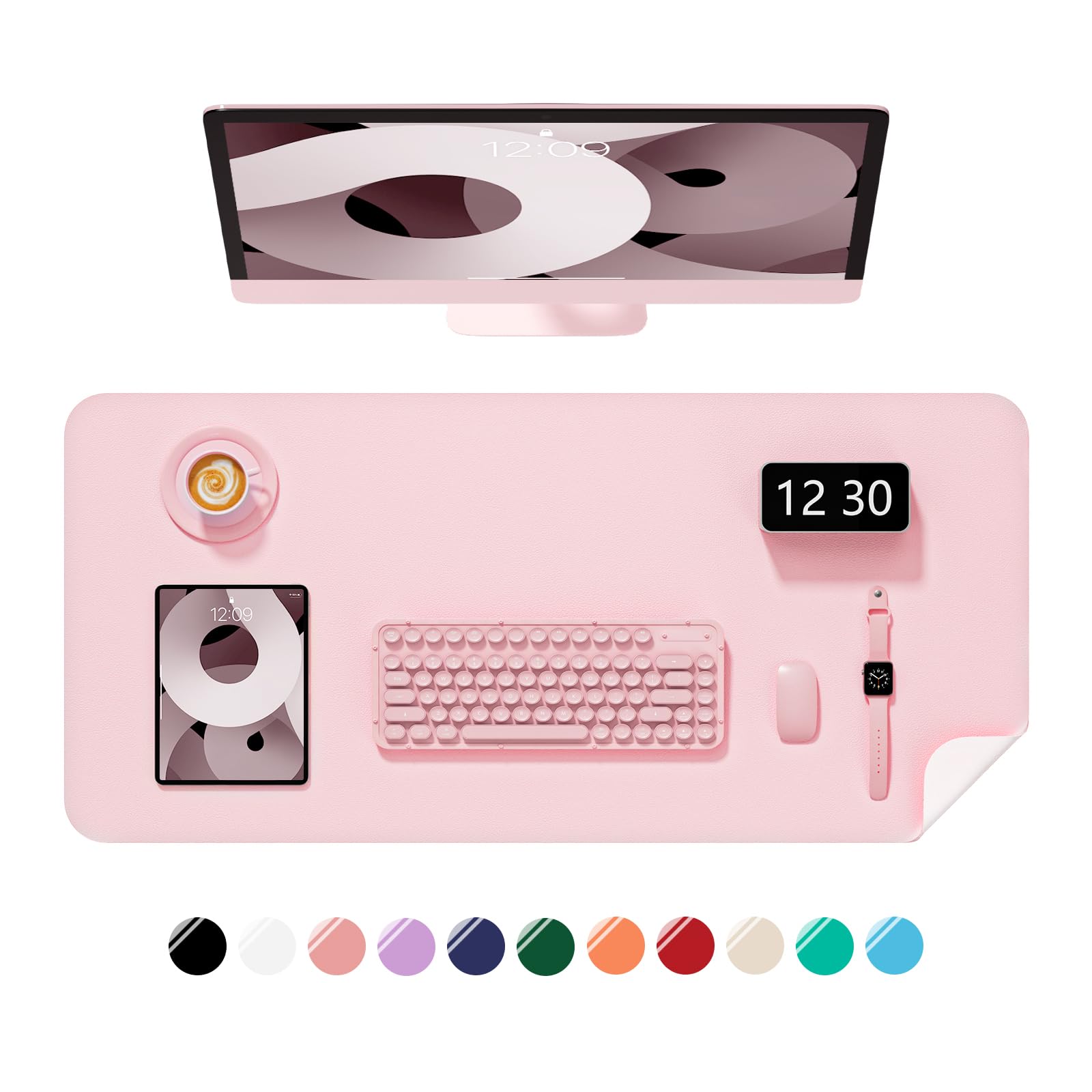 Niniubye Desk Pad, 35.5" x 17" PU Leather Non-Slip Desk Mat Large Mouse Pad for Desktop, Waterproof Laptop Computer Writing Mat for Office, Home, Work