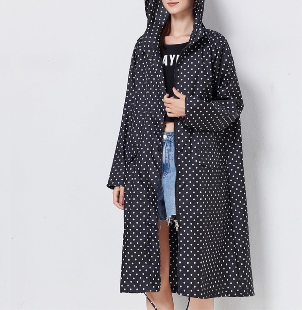 Chaqueta de Lluvia Impermeable Chubasquero Fino Suelto Color Sólido Impermeable Viaje Al Aire Libre Adulto Hombre Y Mujer Chubasquero Poncho de Lluvia (Color : Svart, Size : M)
