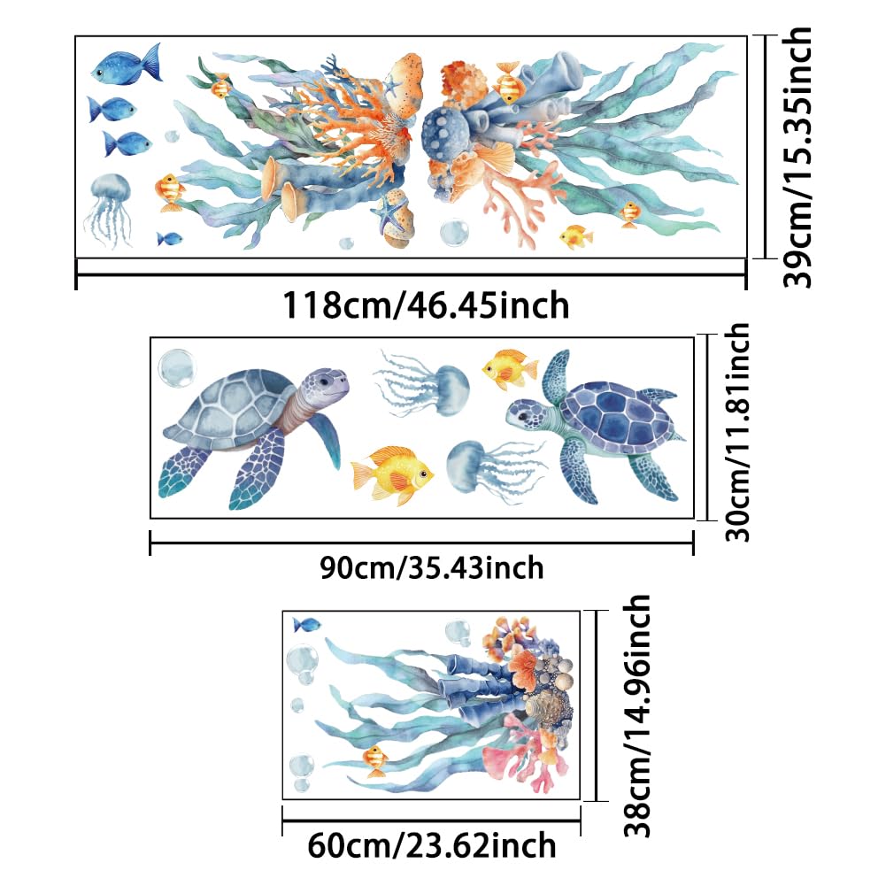 GOMAKERER 3 Sheets Sea Turtle Wall Decals - Image 2