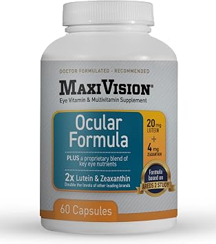 MaxiVision Ocular Formula - AREDS2 - Eye Vitamins & Multivitamin - Lutein and Zeaxanthin - 1 Bottle 60 Capsules