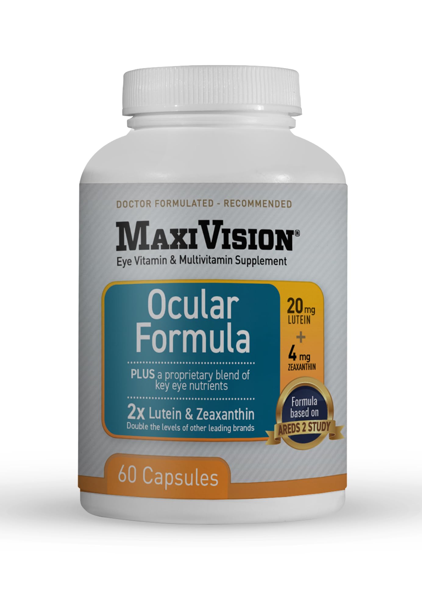 MaxiVision® Ocular Formula - AREDS2 - Eye Vitamins & Multivitamin - Lutein and Zeaxanthin - 1 Bottle (60 Capsules)