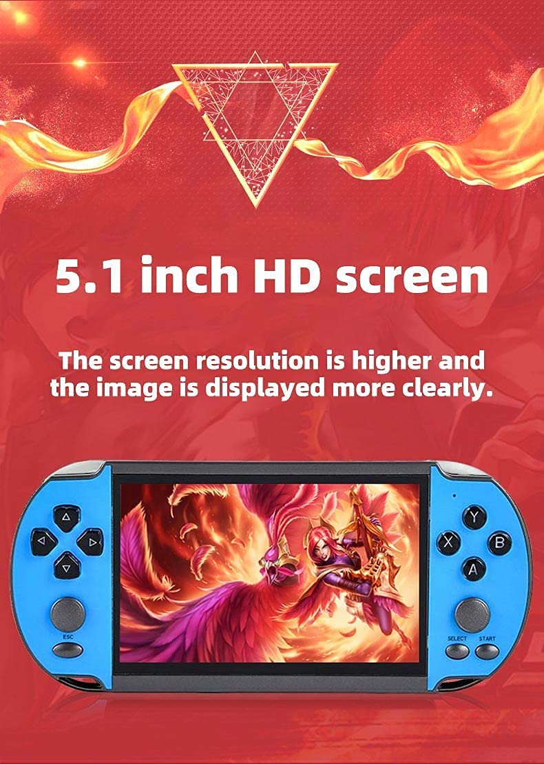 Console di Gioco Portatile Casual HD con Schermo da 5,1 Pollici con 11000 Giochi Vodeo Integrati Gioco Portatile retrò Nostalgico Mp3 Mp4 AV-out per Gioco TV, Regalo di Natale per Bambini