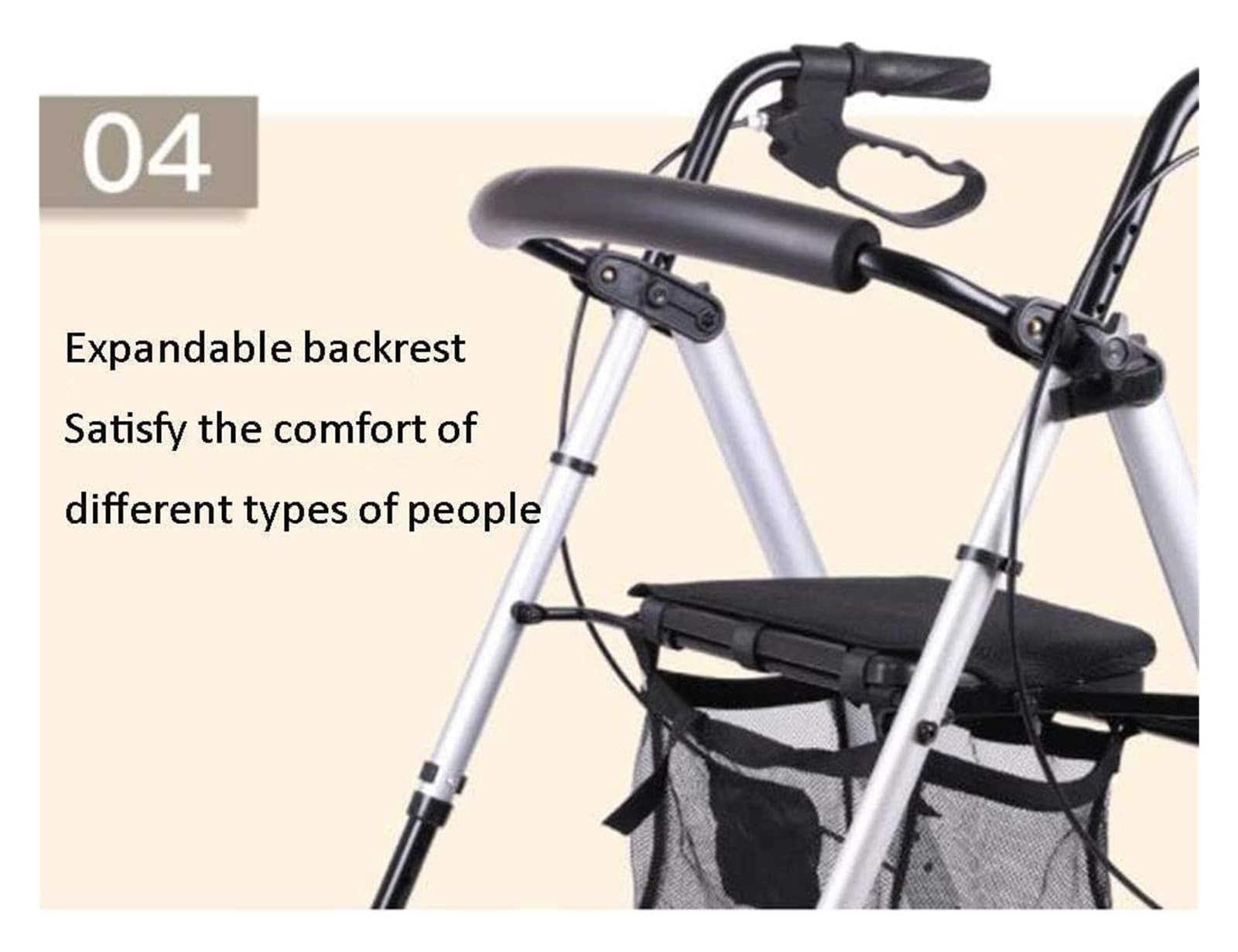 Andador Plegable, Andador Rollator, Rodillo ligero de aluminio de 4 ruedas plegable con freno de mano con asiento acolchado rodillo ayuda ajustable for personas mayores