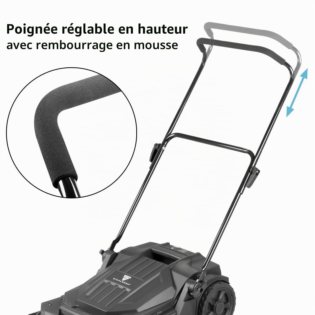 STAHLWERK SL-20 ST Balayeuse manuelle avec largeur de balayage de 650 mm et capacité de 20 l | Balayeuse manuelle avec 2 brosses