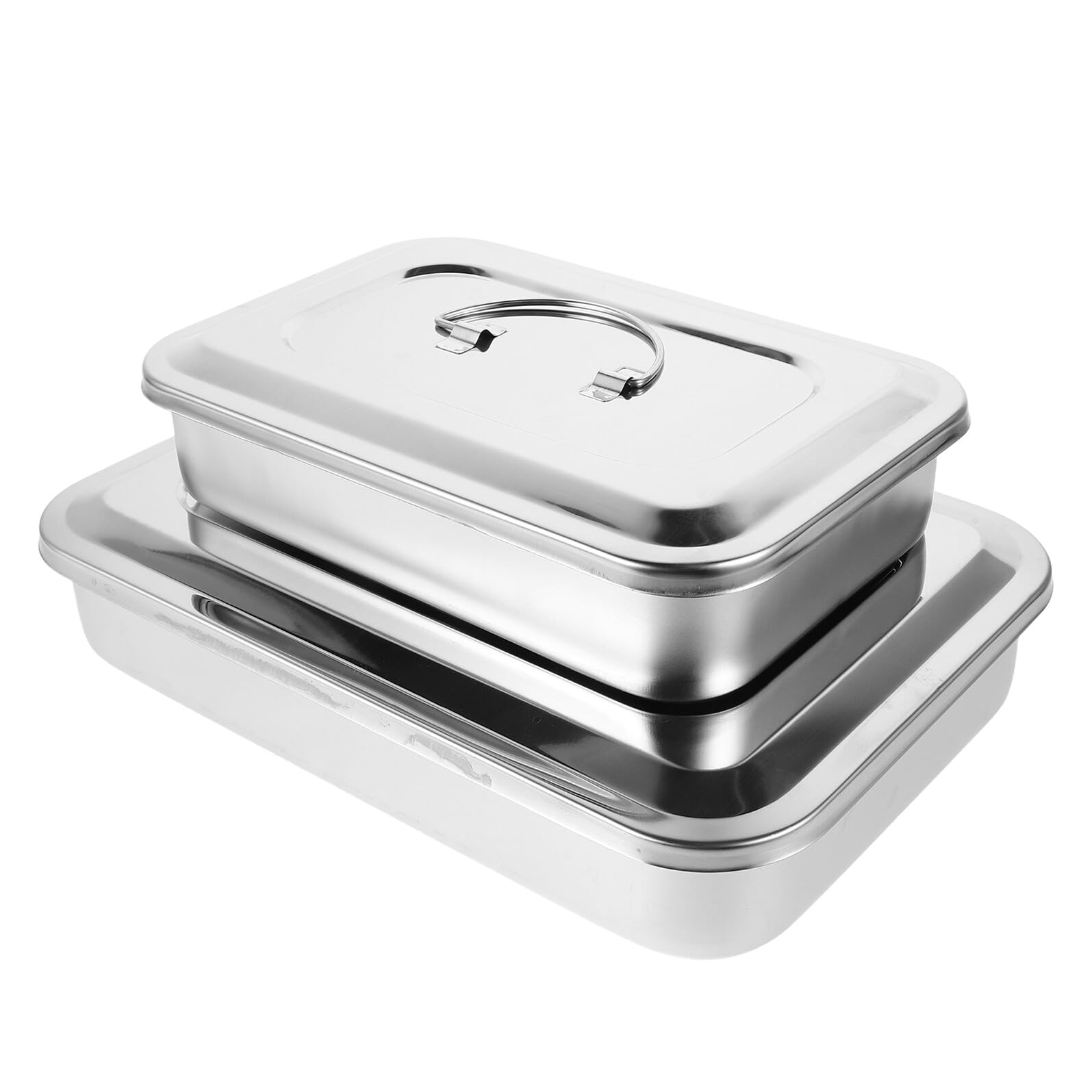 Tragbare Sterilisationsbox aus Edelstahl 2 Stück mit Deckel Rechteckige Medizinische Instrumentenschale Autoklavierbar für Klinik und Labor Rostfrei 24x16cm 30x20cm