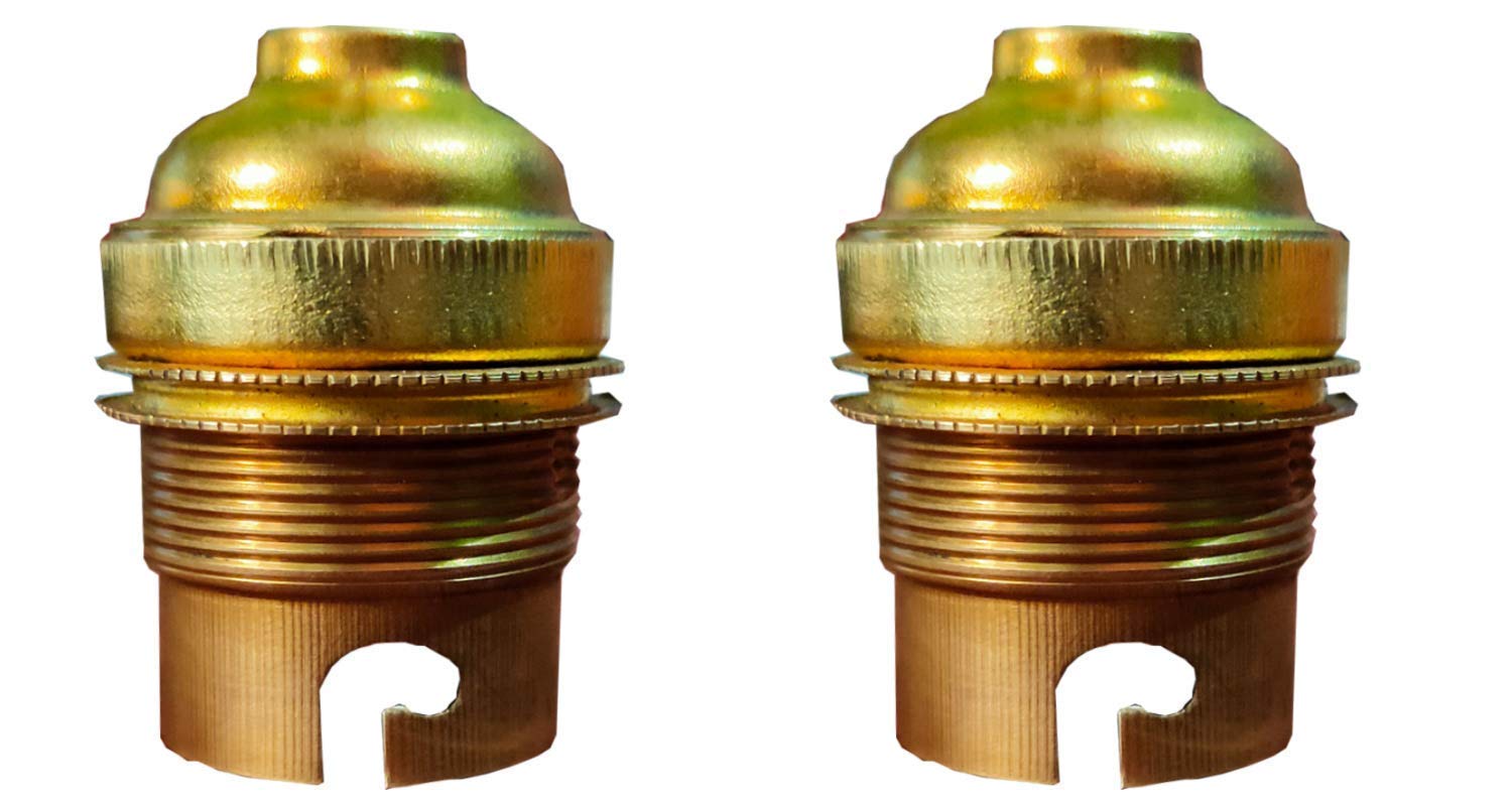 Pack of 2 Pieces B22 Brass Holder for Lamps Table Lamps/Floor Lamps/Wall Lights/Hanging Lights/Chandeliers