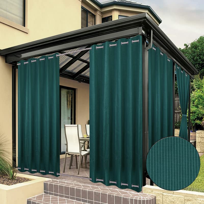 MetDeals - Cotton Canvas Waterproof & Sun Blockage Top & Bottom Eyelete Outdoor Curtains (Green, 5.5 X 4.5 Feet, Cotton Canvas), 1 Piece