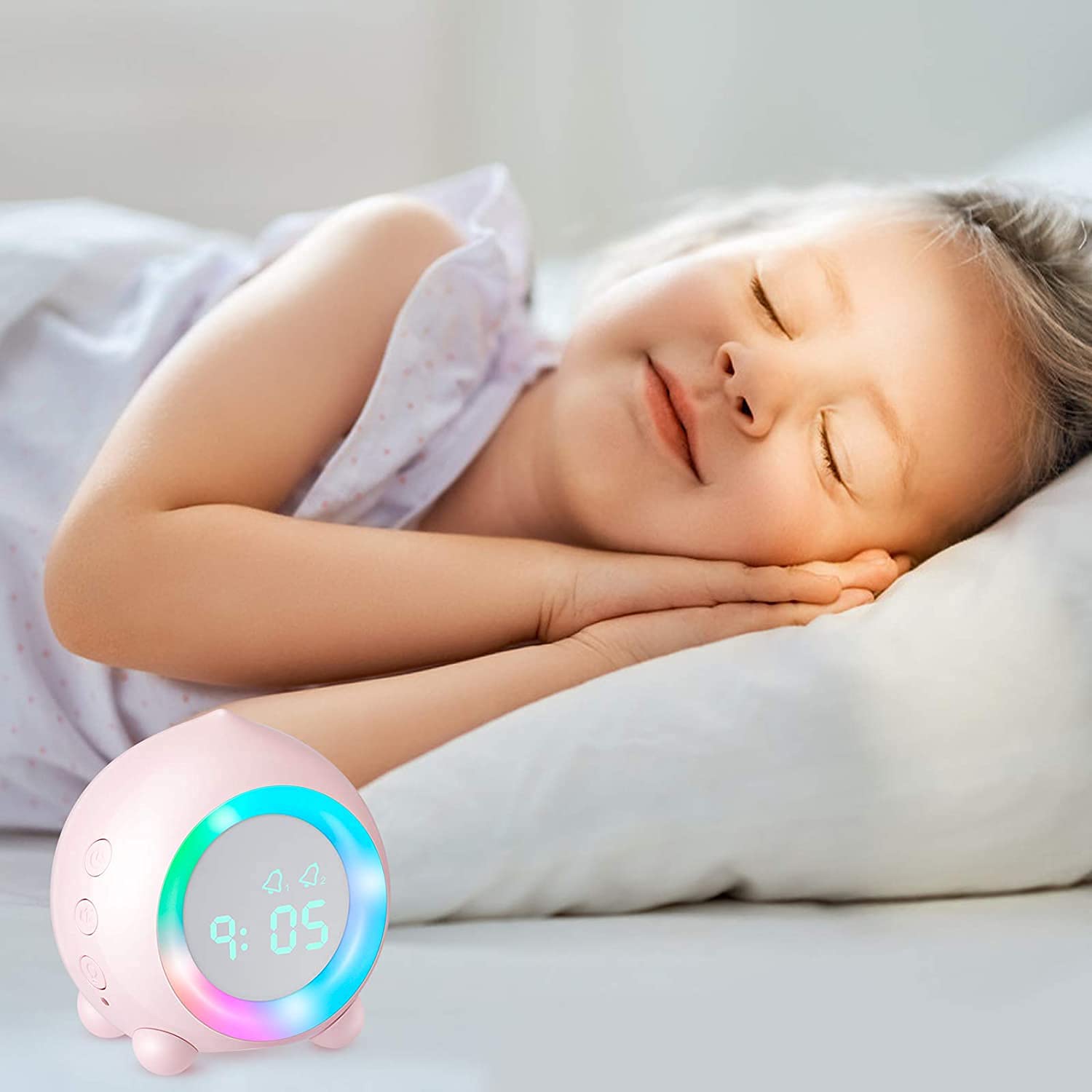 WTL Despertador Reloj despertador para niños, Luz de despertador, Reloj digital, Temporizador de snooze, Función de snooze, Reloj de alarma de simulador digital, Muchacho de la cabecera, reloj despert