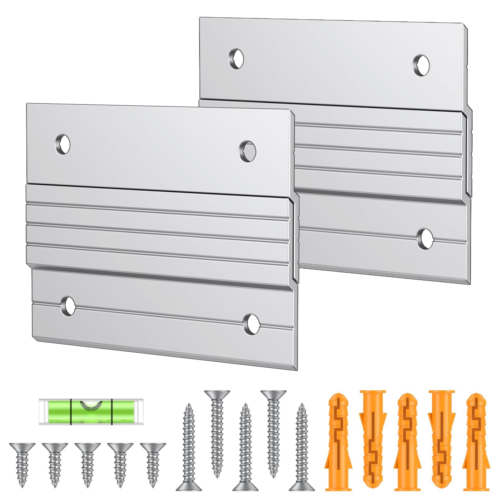 Uniclife 2 Pairs 10 cm French Cleat Hanger 18 kg Load Heavy Duty French Cleat Picture Hanger Aluminum Alloy Mirror Hanging Hardware Wall Mounting Bracket Interlocking Z Bar Clip with Bubble Level — image 1