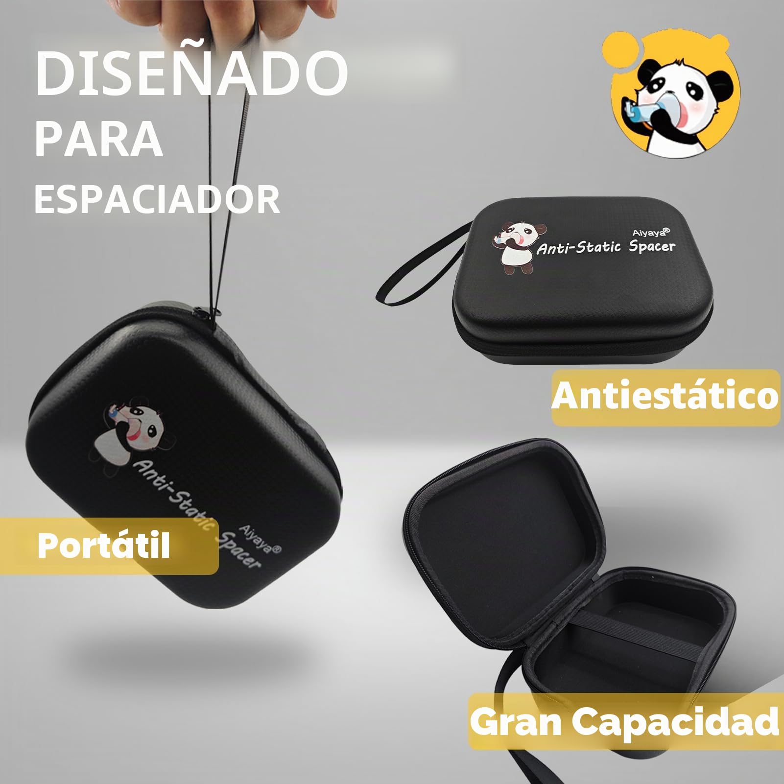 cámara de inhalación para adultos o niños con máscara y funda de transporte de viaje, cámara de aerosol utilizada con cualquier inhalador de dosis medida (MDI) para asma (máscara infantil)