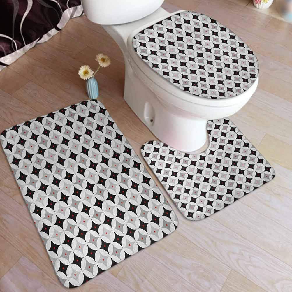 Ahuimin Mid Century Bath Rug Set 3 Piece, Retro Styled Atomic