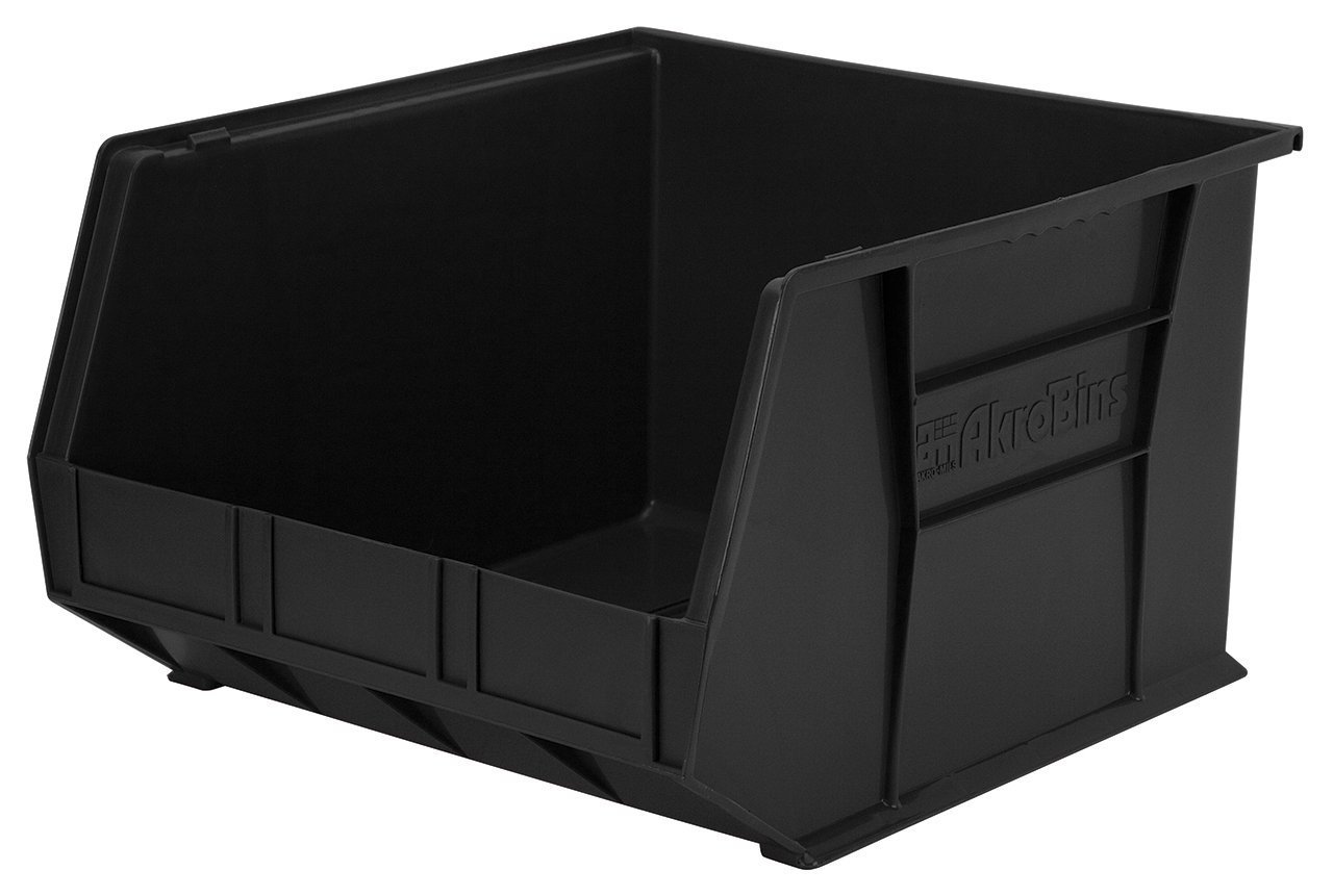 Akro-Mils 30270 AkroBins Plastic Storage Bins, Space-Saving Stackable Bins for Garage, Pantry, Craft Organization, 45.72 cm x 40.64 cm x 27.94 cm, Black, 3-Pack