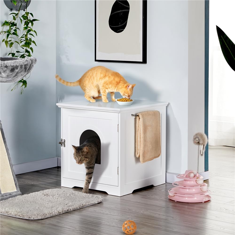 Yaheetech Casetta per Gatti Cuccia per Animali Domestici in Legno da Giardino Cuccia per Gatto Mobile Lettiera Multiuso Armadietto Nido per Gatti Cani 48,5 x 51 x 51,5 cm