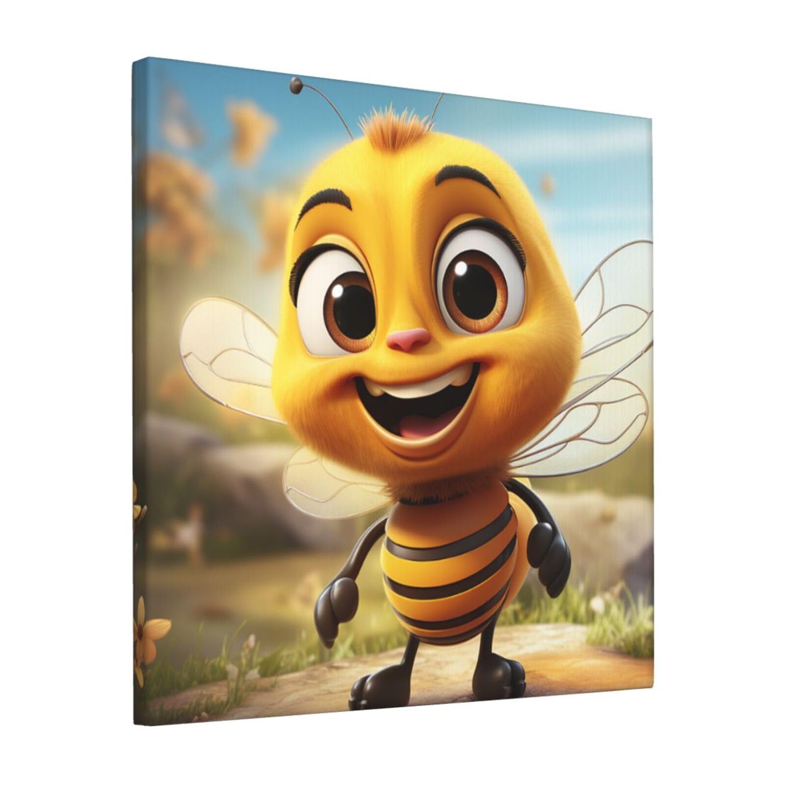 KLOPH Bee Canvas Wall Art for Living Room 12"x12" Modern Artwork Painting for Bathroom Hanging Canvas Prints Aesthetic Wallart for Bedroom Kitchen Office Wall Decor