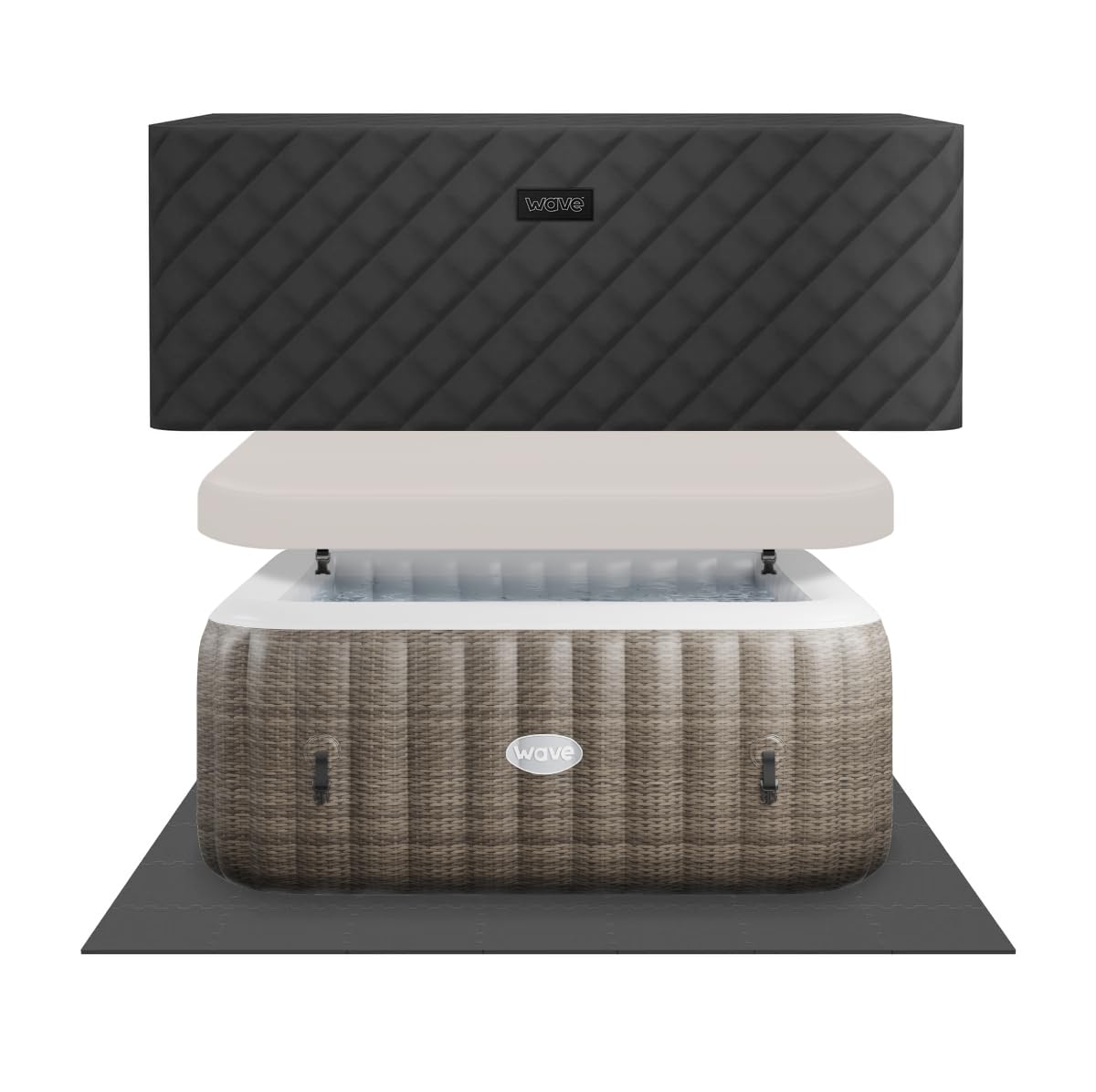 Wave Pacific 4-6 Person Inflatable Hot Tub | Integrated Eco Heater | 110/130 Aquajet Massage System | Anti-Freeze Protection | Quick 15-Minute Setup (Dark Grey, 4 Person | Standard) — view 15