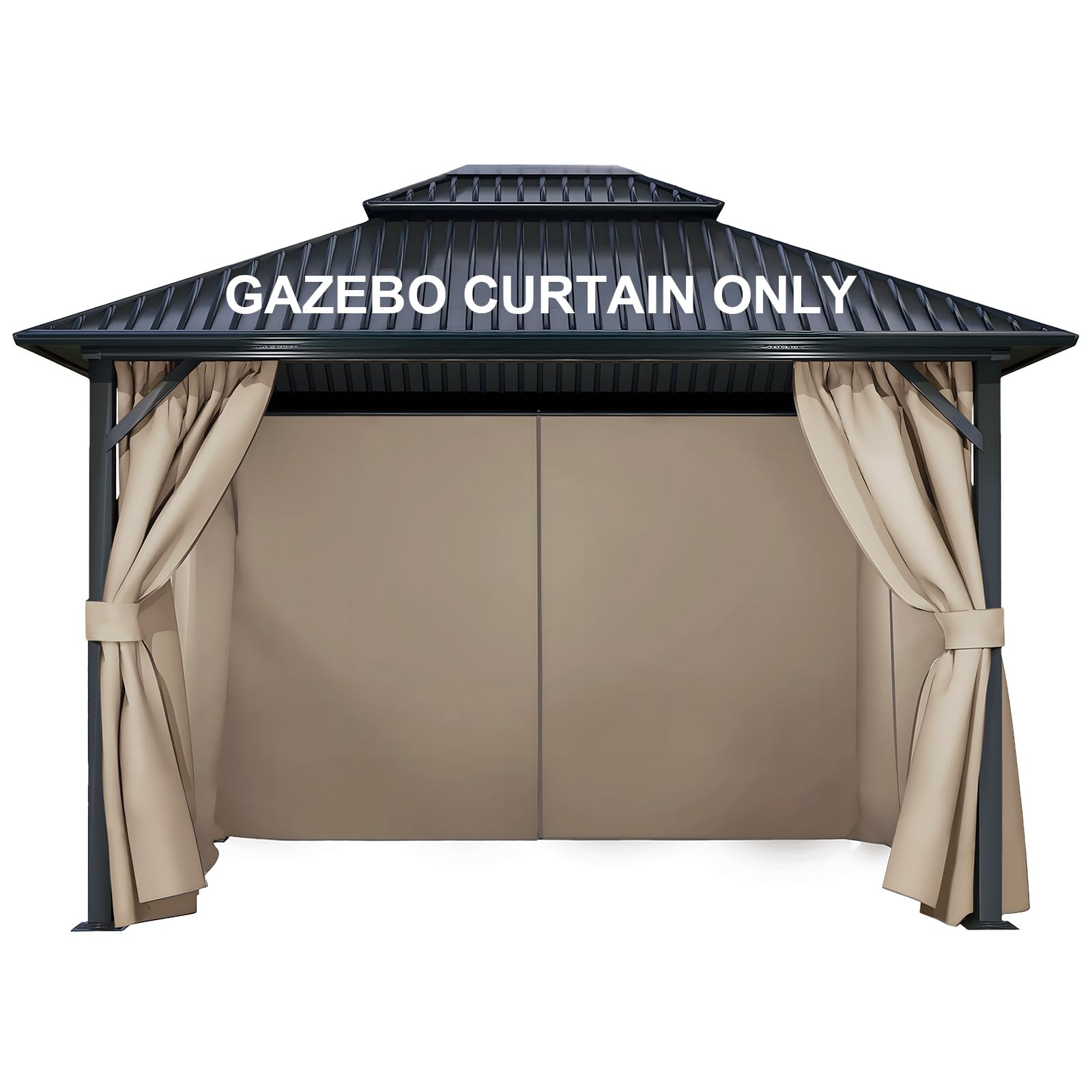 Photo 1 of COWVIE 4-Panel 12' x 12' Gazebo Replacement Curtains, Patio Privacy Sidewalls with Double Zipper, Replacement for Outdoor Gazebo Canopy (Curtain Only)