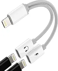 Adaptador de fone de ouvido Lightning para auxiliar (2 em 1) carregador divisor de fones de ouvido para iPhone 14 13 12 11 Pro Max para cabo de áudio Apple conector de carregamento duplo para iPad