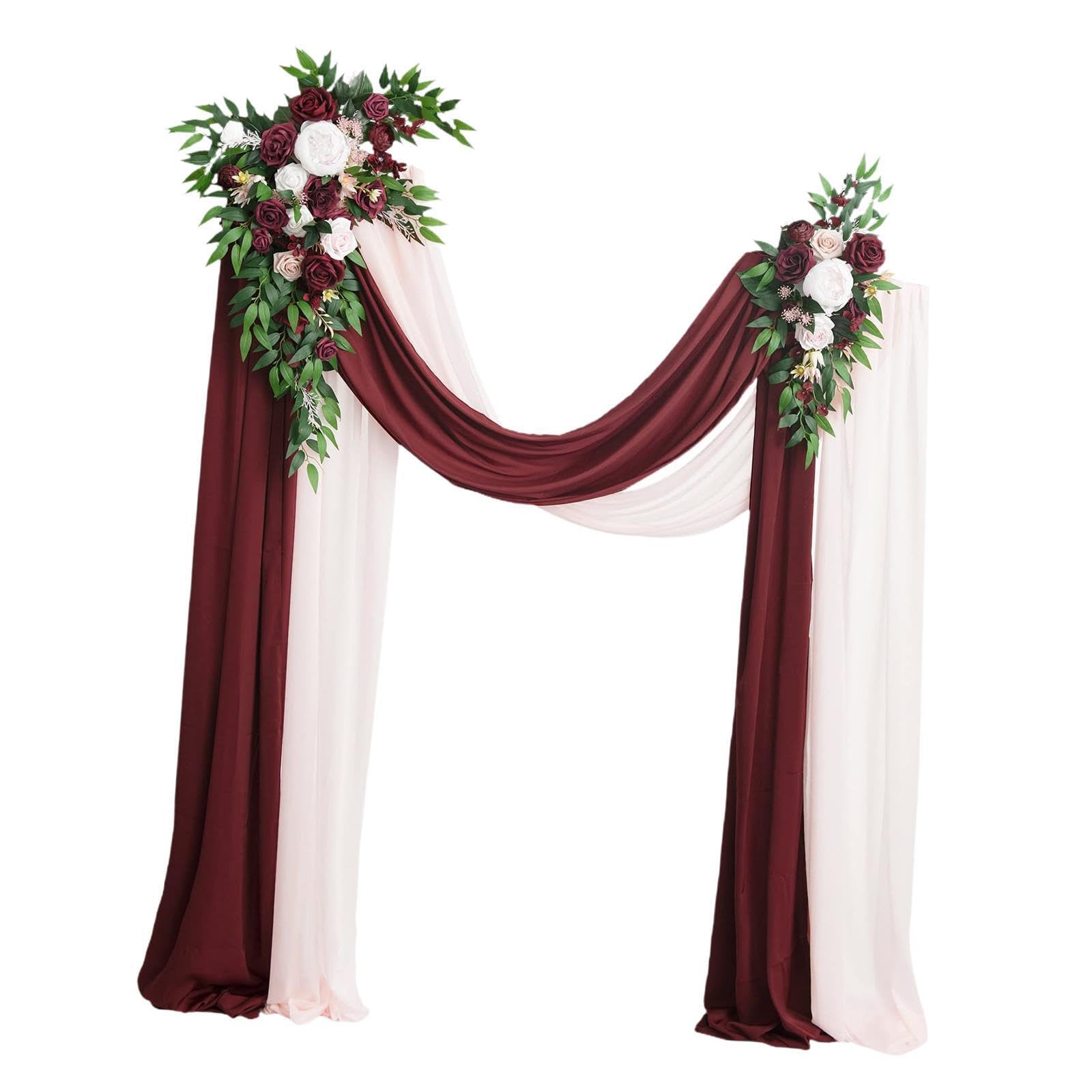 Zambuph Lovely Wedding Flower Wall Decorative Silk Flowers And Green Leaves Swag Outstanding Arrangements For Celebrations Wedding Artificial Rose Green