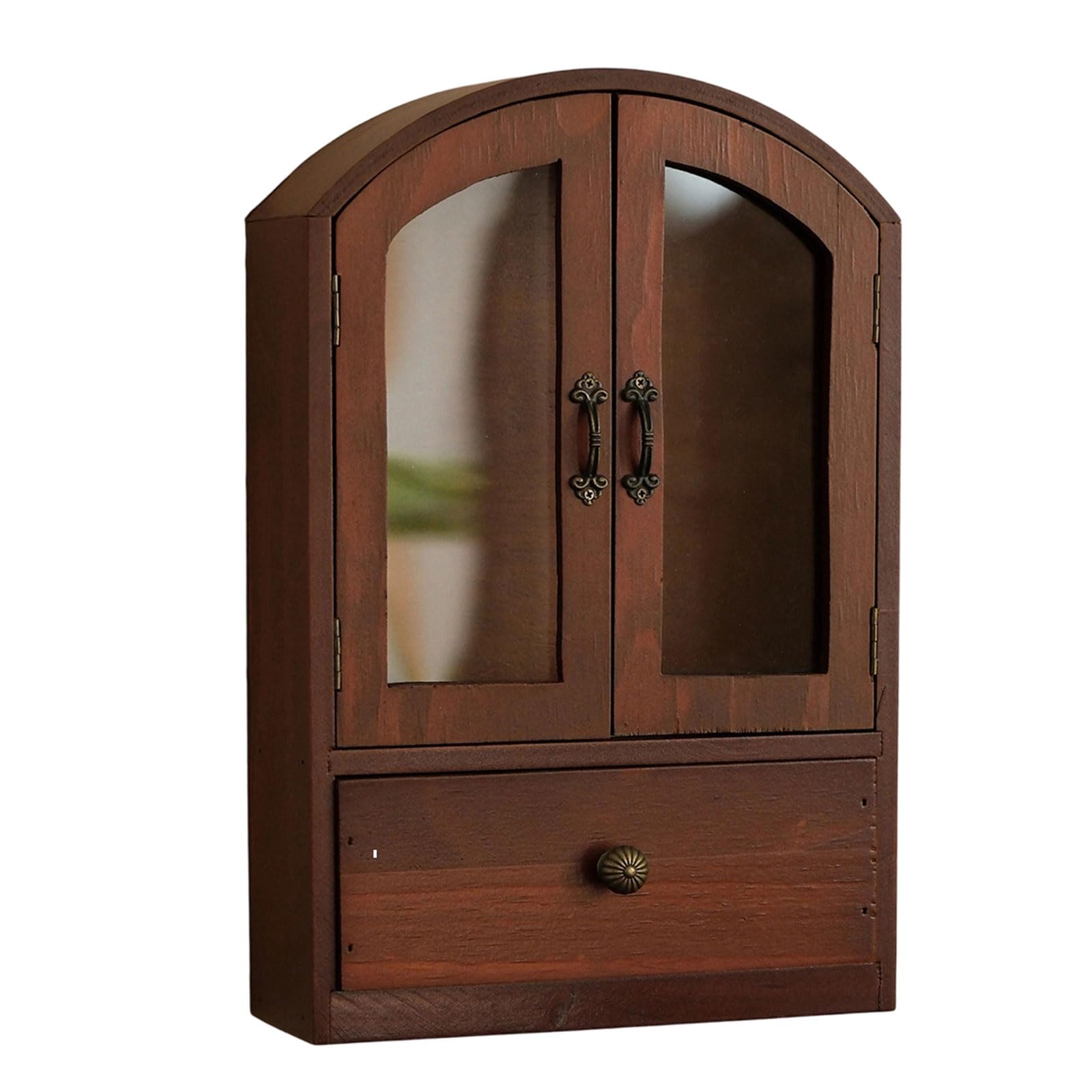 Vitrine de bureau en bois et verre : organiseur compact pour papeterie et maquillage moderne