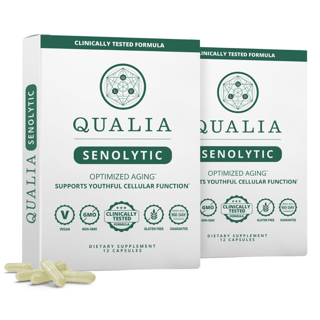 Qualia Senolytic Supplement, Fisetin, Quercetin, Piperlongumine & More, Aging Supplement That Supports Optimal Cell Repair & Rejuvenation, Naturally Eliminate Zombie Cells, Capsules, 2 Box