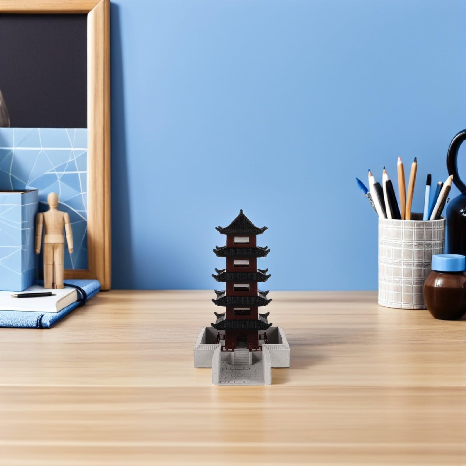 TOPPERFUN Miniatura di Torre Cinese a Cinque Piani Statua Decorativa per Bonsai e Acquari Statuetta da Giardino Asiatica per Terrari e Decorazione Casa