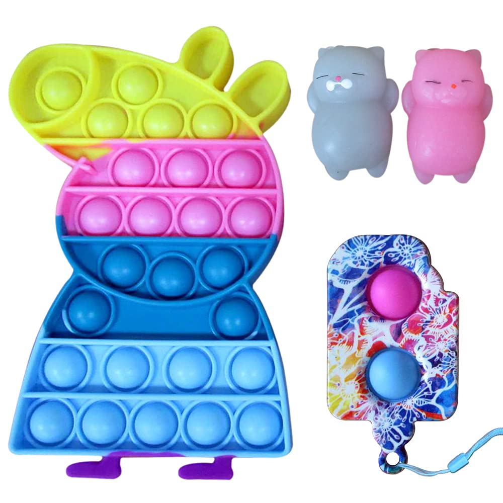 Buy 4 in 1 Pepa pop it toys Newly Designed Simple dimple keychain & 2