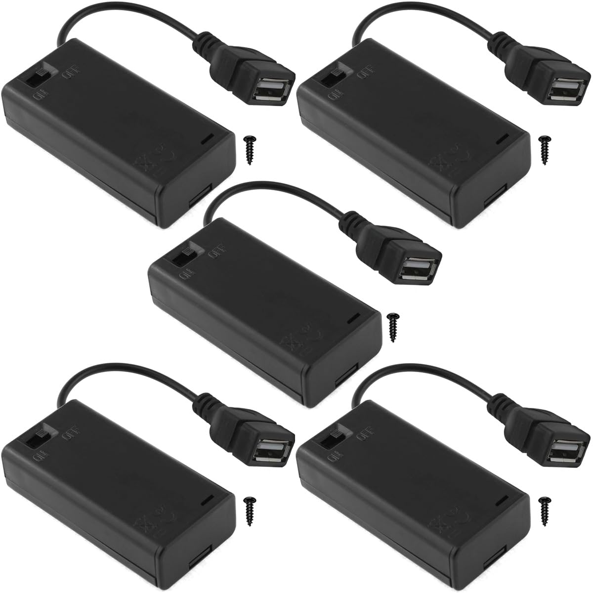 Amazon.co.jp: MKBKLLJY 5個 2 AA バッテリーボックスホルダー USBメス