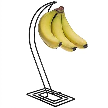 INDIAN DECOR . 51002 Tabletop Metal Freestanding Banana Hanger Stand, Black