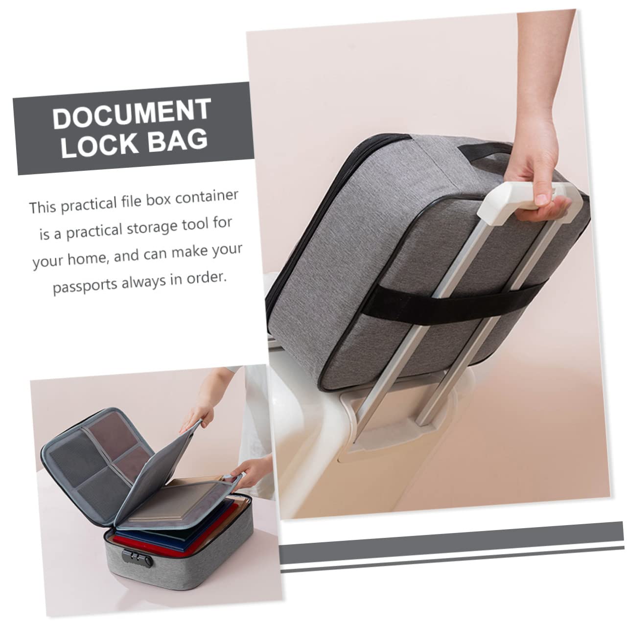 Boîte De Rangement Pour Organisateur De Documents Grosse Capacité 3 Couches Serrure à Combinaison Gris Paquet à Documents Sécurisé Pour Bureau Et Domicile