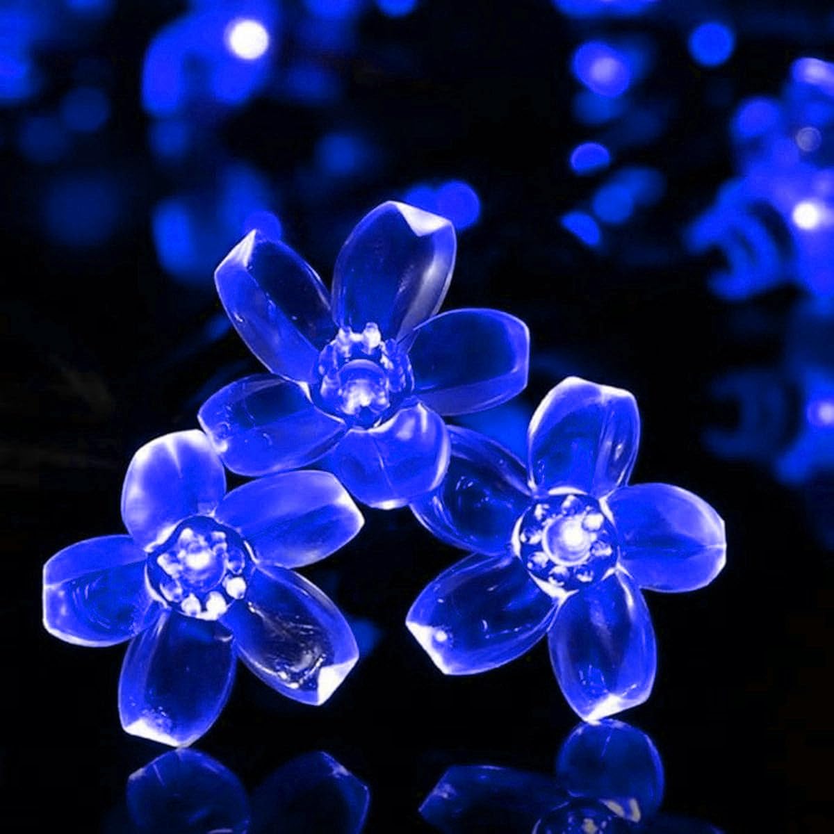 Qqy Blue Cherry Blossom Flower String Lights, Flower Fairy Lights Battery Operated String Lights For Christmas Wedding Room Decoration Parties (6M 40Led, )