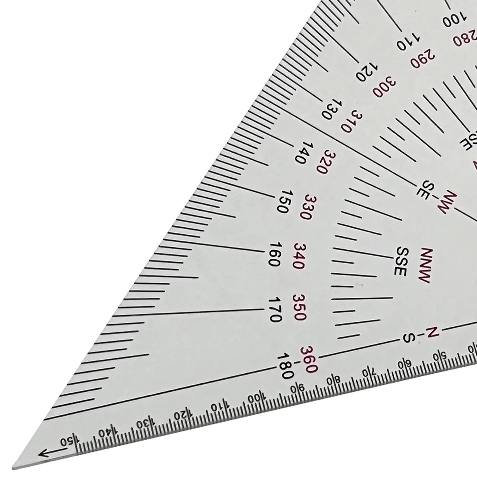 Dreieck-Messlineal, Acryl-Doppellineal mit Architektur- und Schifffahrtsskalen, 30 cm Winkelmesser für die Navigation