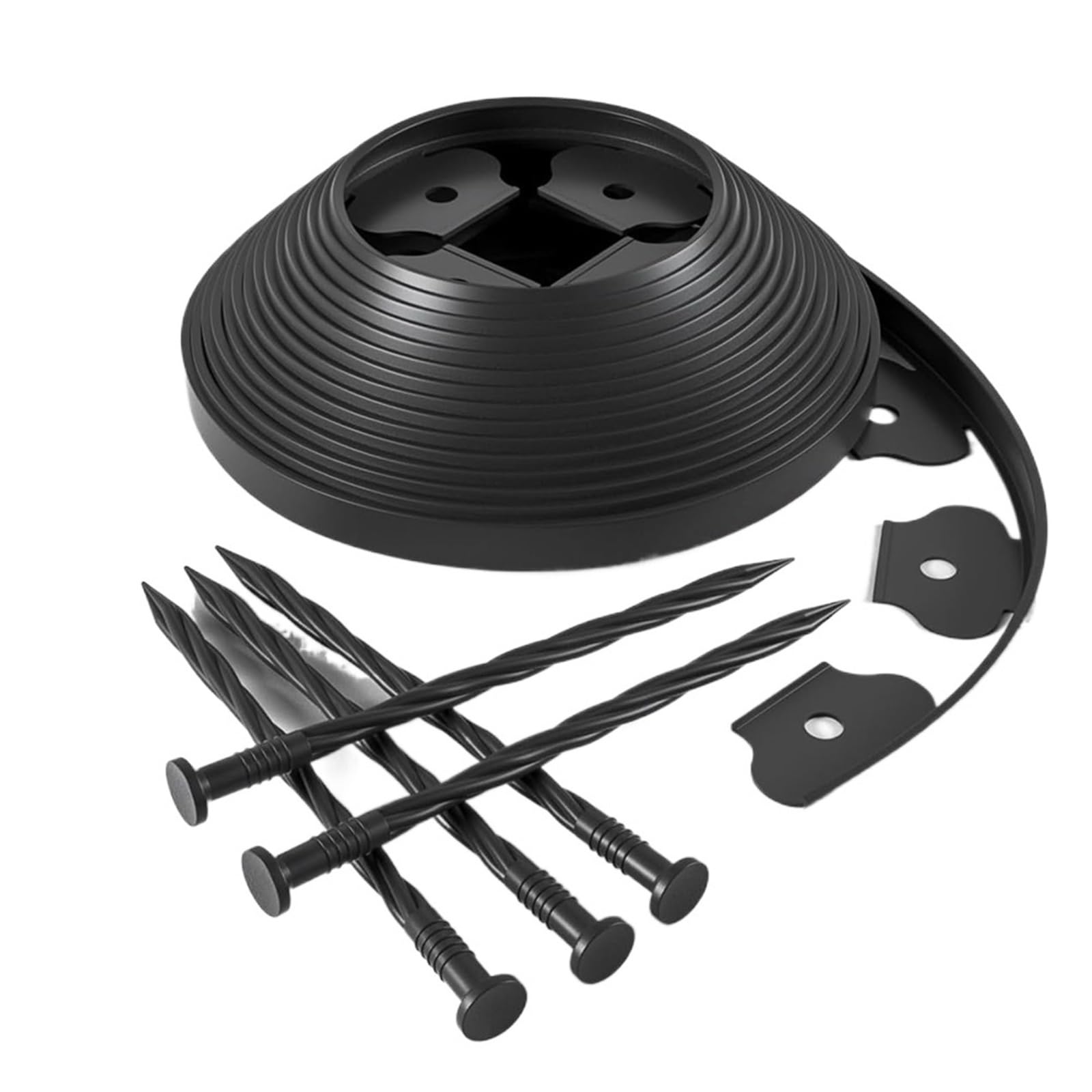 Bordura de Jardín de Plástico Landscape Edging Kit Includes of Lawn and 30 Spikes for Landscaping Flower Gardens and Lawns(Black-10M)