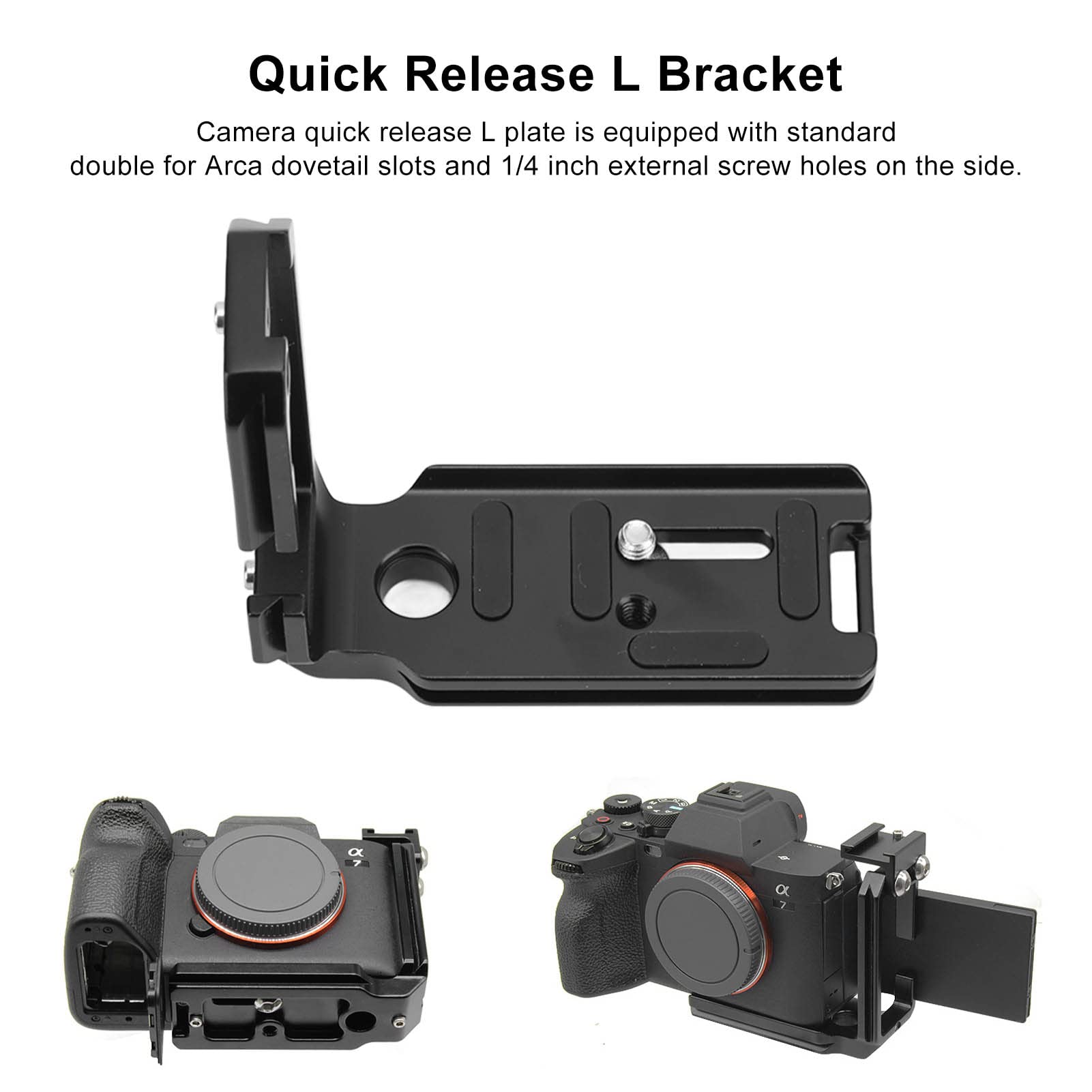 Placa en L de Liberación Rápida para Cámara, Cámara DSLR, Soporte en L de Aleación de Aluminio, Trípode de Conmutación Horizontal Vertical, Placa de Liberación Rápida, Compatible con Cámara Digital A1