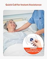 Vista 3 de VEVOR Sistema de alarma de cama de alerta temprana, almohadilla de sensor de cama inalámbrica con botón de llamada y localizador, alarmas