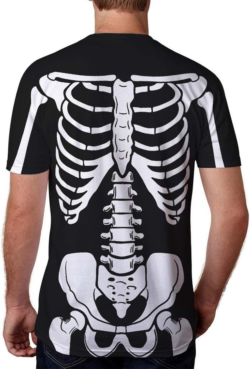 Caxndycing Herren T-Shirt Skelett Druck - Gruselig Halloween Totenkopf Design